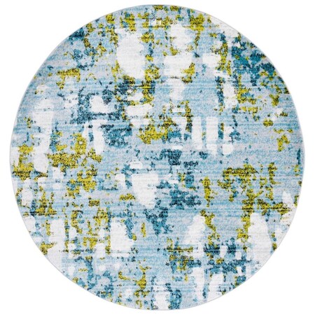 Safavieh Skyler Power Loomed Round Rug; Teal & Green - 6 ft. 7 in. x 6 ft. 7 in. SKY193K-6R